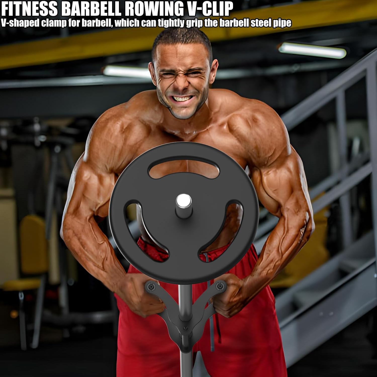 Lewufe V Bar T-Bar Row Landmine Handle Attachment for Barbell, Solid Mine Double D-Row Handle Grips with Non-Slip Rubber Grips, T-Row Attachment for Olympic Strength Training Bars