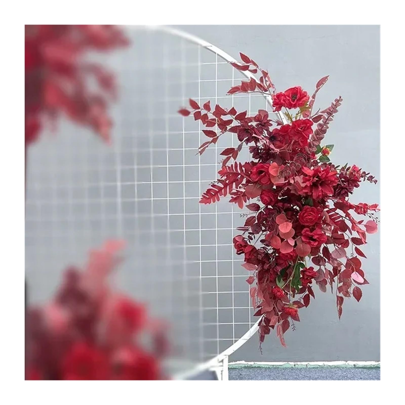 Zymjzbetic M Red Artificial Wedding Arch Flowers Kit Wedding Flower Artificia Silk Flowers Window Decoration Props T Stage Leaf Hanging(M Red)