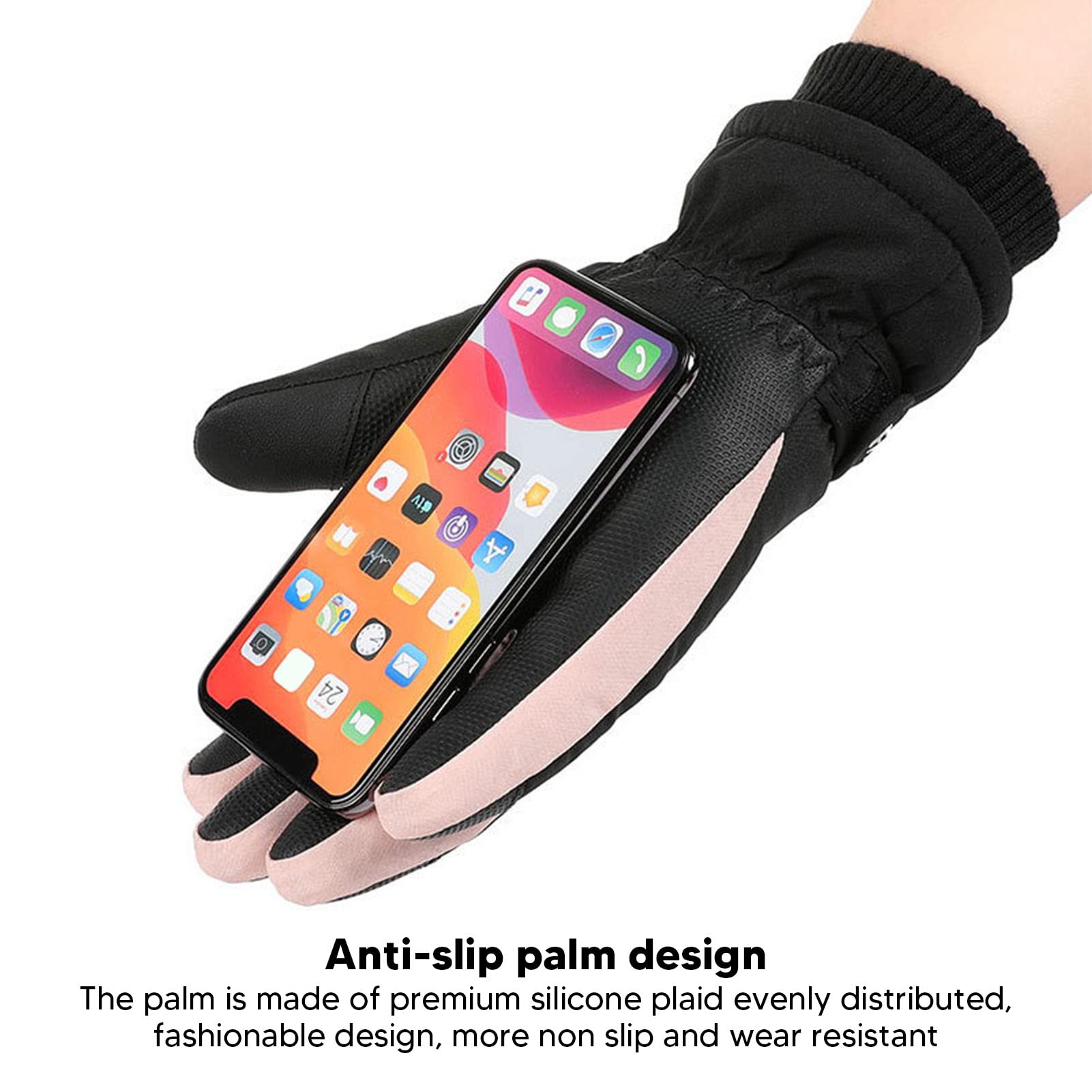 Winter Warm Gloves,Full Finger Touchscreen Insulated Women's Ski GlovesFor Outdoor Cycling Mountaineering Snowboarding