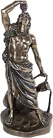Ebros Deus Olímpico Grego Romano Baco Dionísio Segurando Vaso de Vinho Estatueta Decorativa 28 cm de Altura Divindade Antiga Patrono do Vinho Ecstasy Fertilidade Decoração Escultura