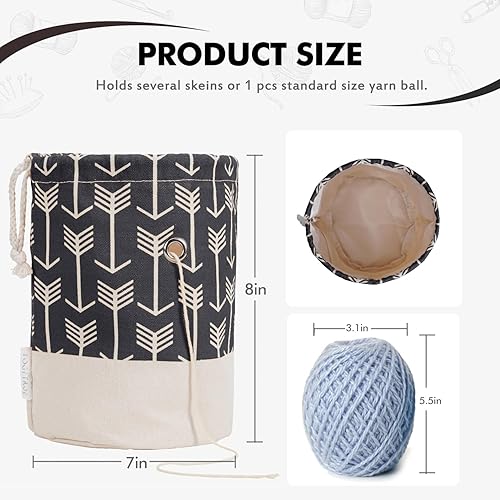 Vista 101 de TOGETRUE Bolsa de hilo, pequeña bolsa de ganchillo para tejer, organizador de bolsas de almacenamiento de hilo portátil para proyectos de ganchillo