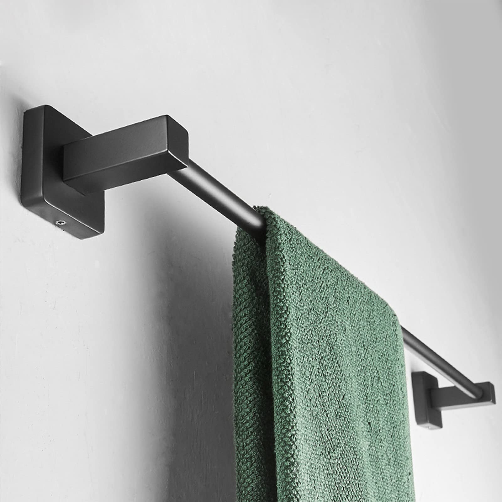 Toallero de toalla negra Toalla montada en la pared Riel de toallas para el baño Herrajes y cocina, SUS304 Estante de la torre de acero inoxidable SUS304 - Diseño redondo y cuadrado, 40/50/60/70/80cm