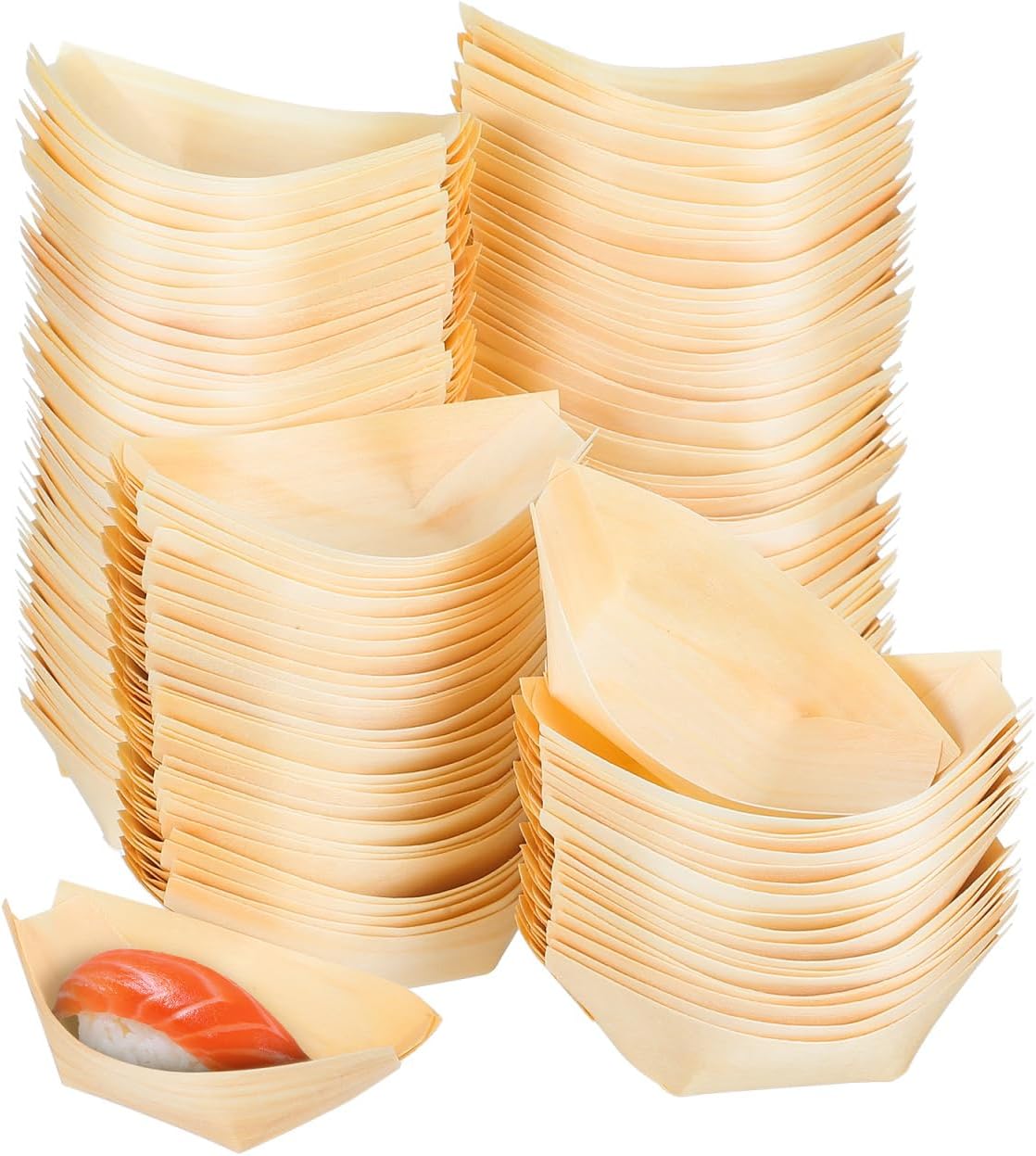 Juego de 150 Platos de Madera Desechables para Sushi, 3.3 pulgadas