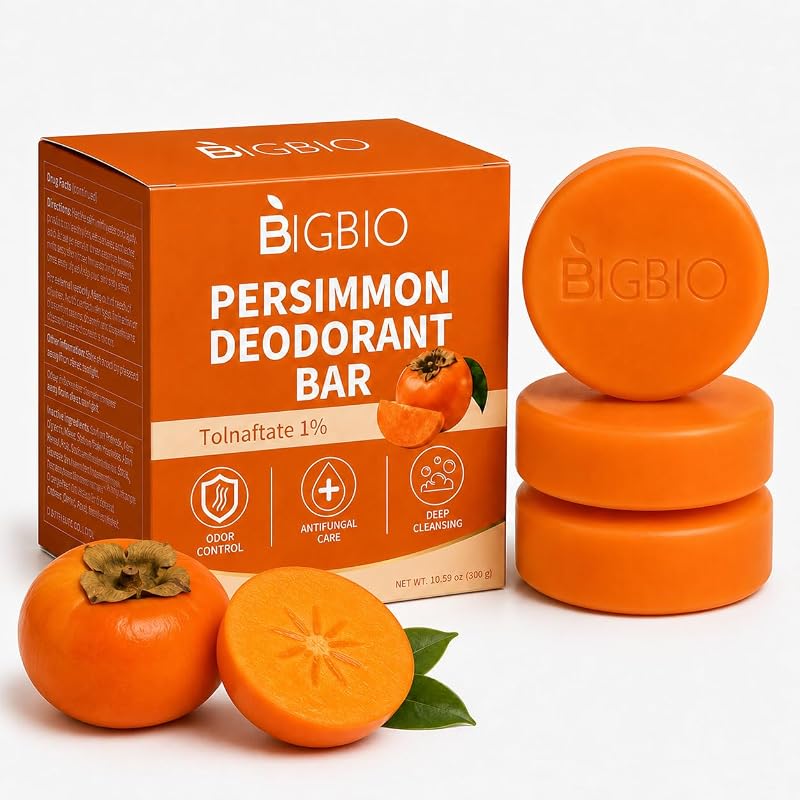 Sabonete em barra de caqui BIGBIO, pacote com 3, 10,59 oz