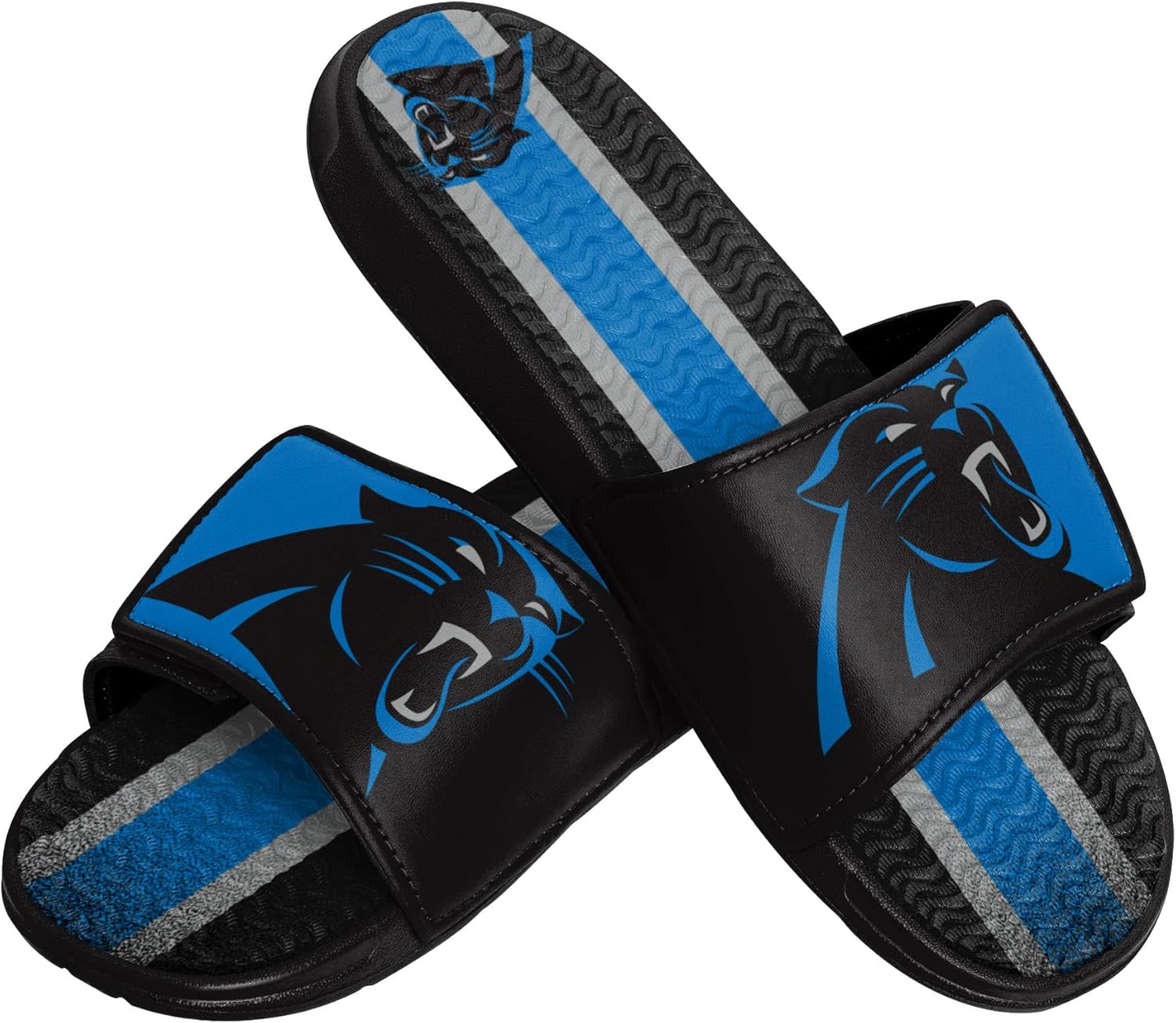 FOCO mens NFL Team Stripe Logo Athletic Sport Shower Flip Flop Sandals Gel Slides