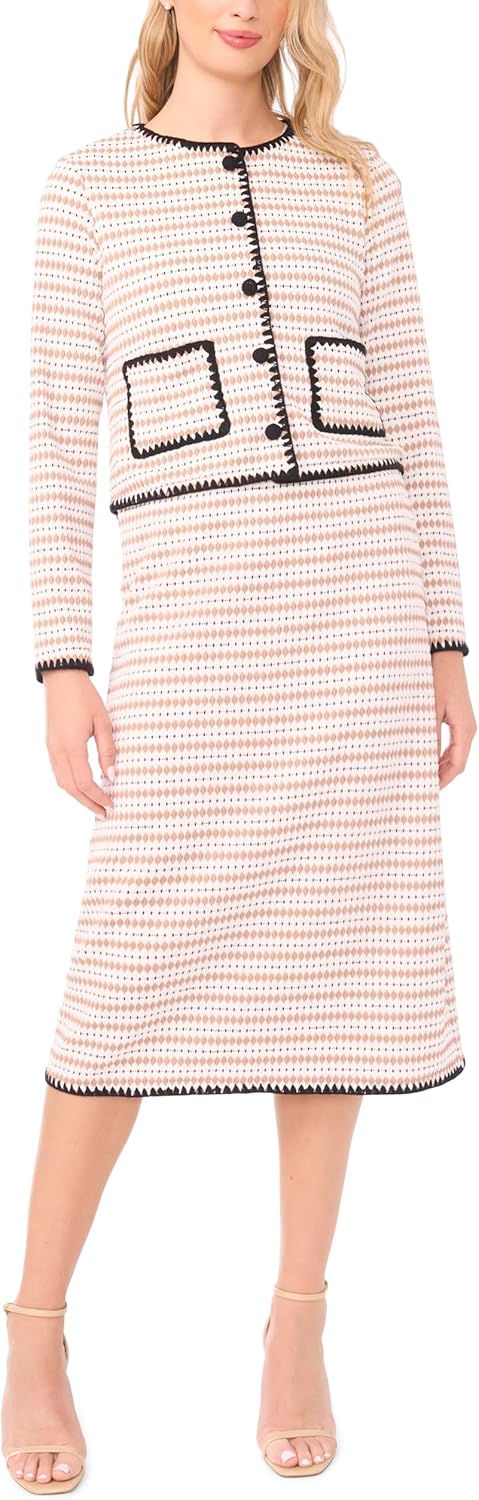 CeCe Women's Crochet Detailed Knit Midi Skirt