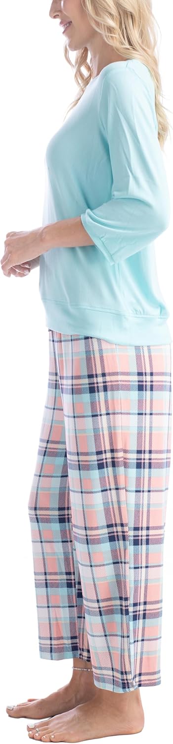 Goodnight Kiss Women's 2 Piece Pajama Set, 3/4 Sleeve and Capri Pants - Fall Fable Butter Knit Pajamas, Soft Matching PJ Set - Image 2