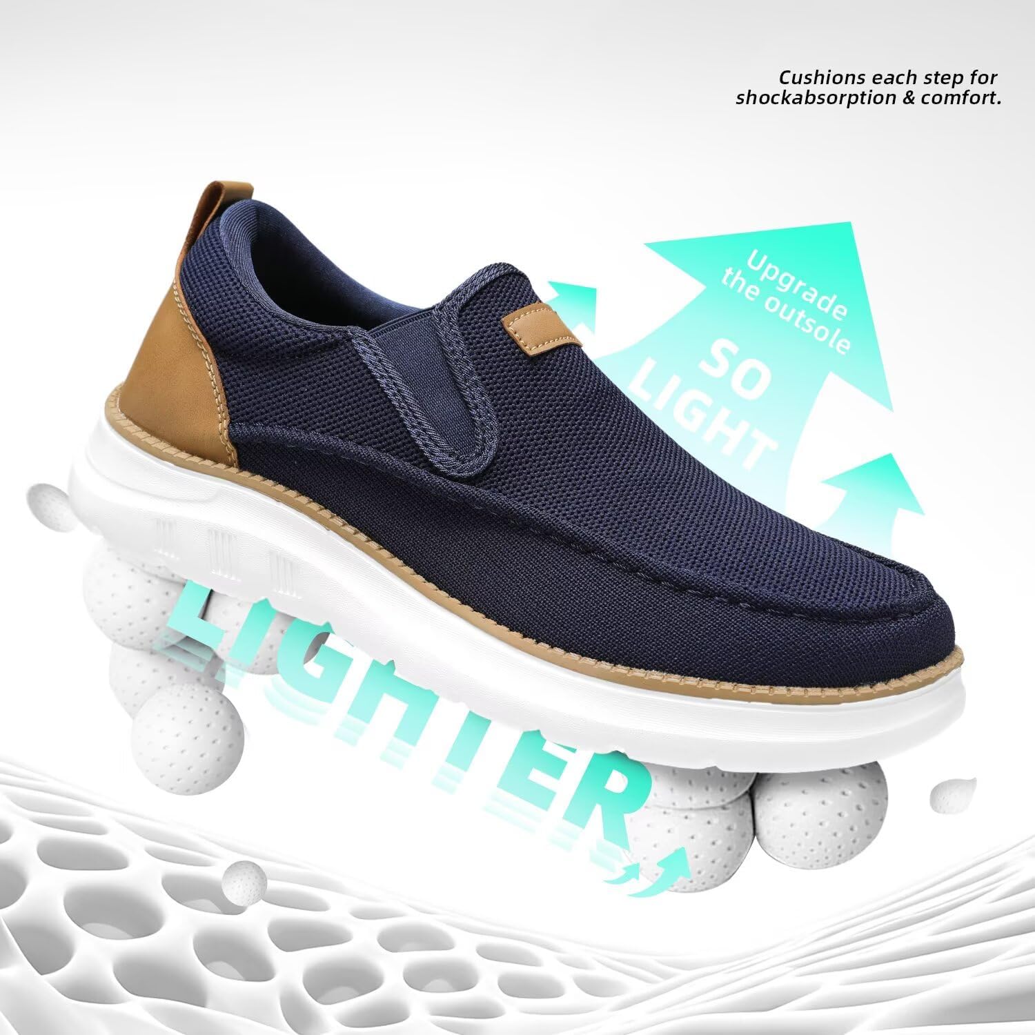 Mens Casual Slip in Shoes Boat Slip On Loafers Fashion Walking Dress Sneakers Work Lightweight Mesh Oxfords Soft Sole - Image 4