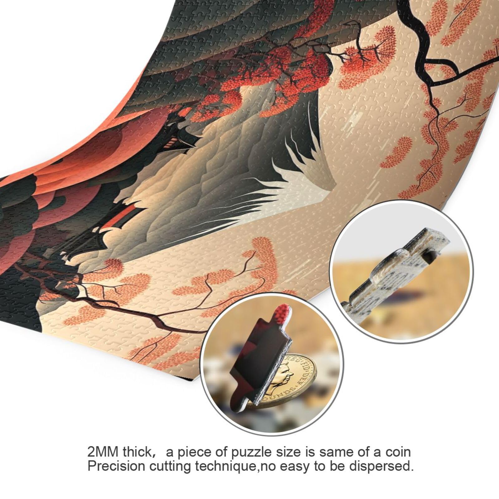 ZENWAWA 500-Piece Wooden Jigsaw Puzzle – Japanese Wave Art, Comes With Storage Bag & Letters On Back For Easier Solving - View #2