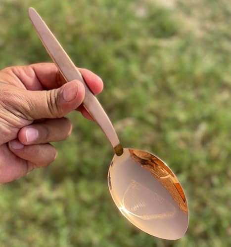 Miniatura 8 de Kunz Spoons Cucharas de cocina de acero inoxidable 1810 de titanio brillante oro rosa cuchara para untar  Cucharas de 9 pulgadas  Cucharas diarias