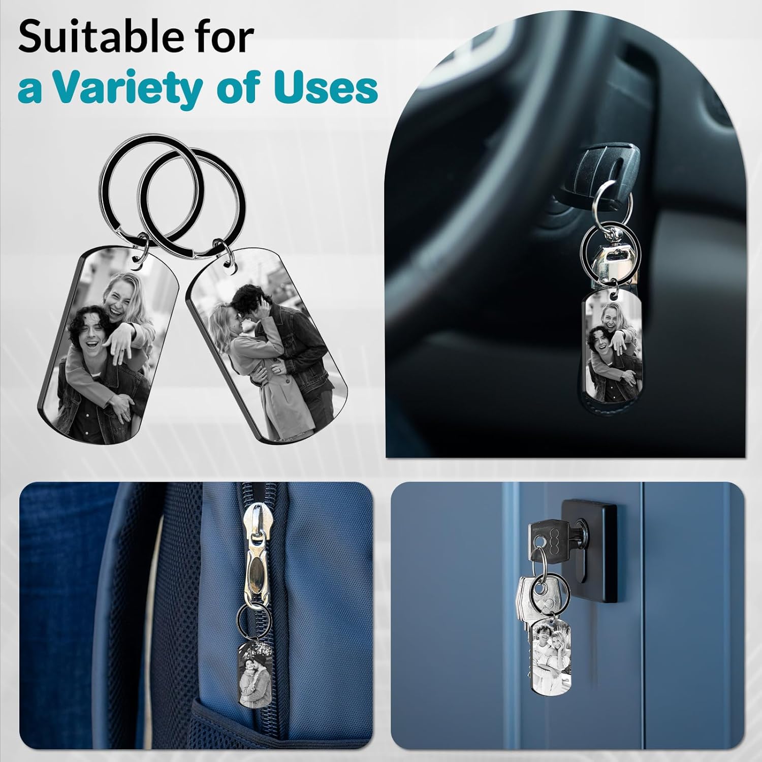 Custom Keychain with Picture - Personalized Photo Text Keychains Valentines Day Gifts for Men Boyfriend - Image 5