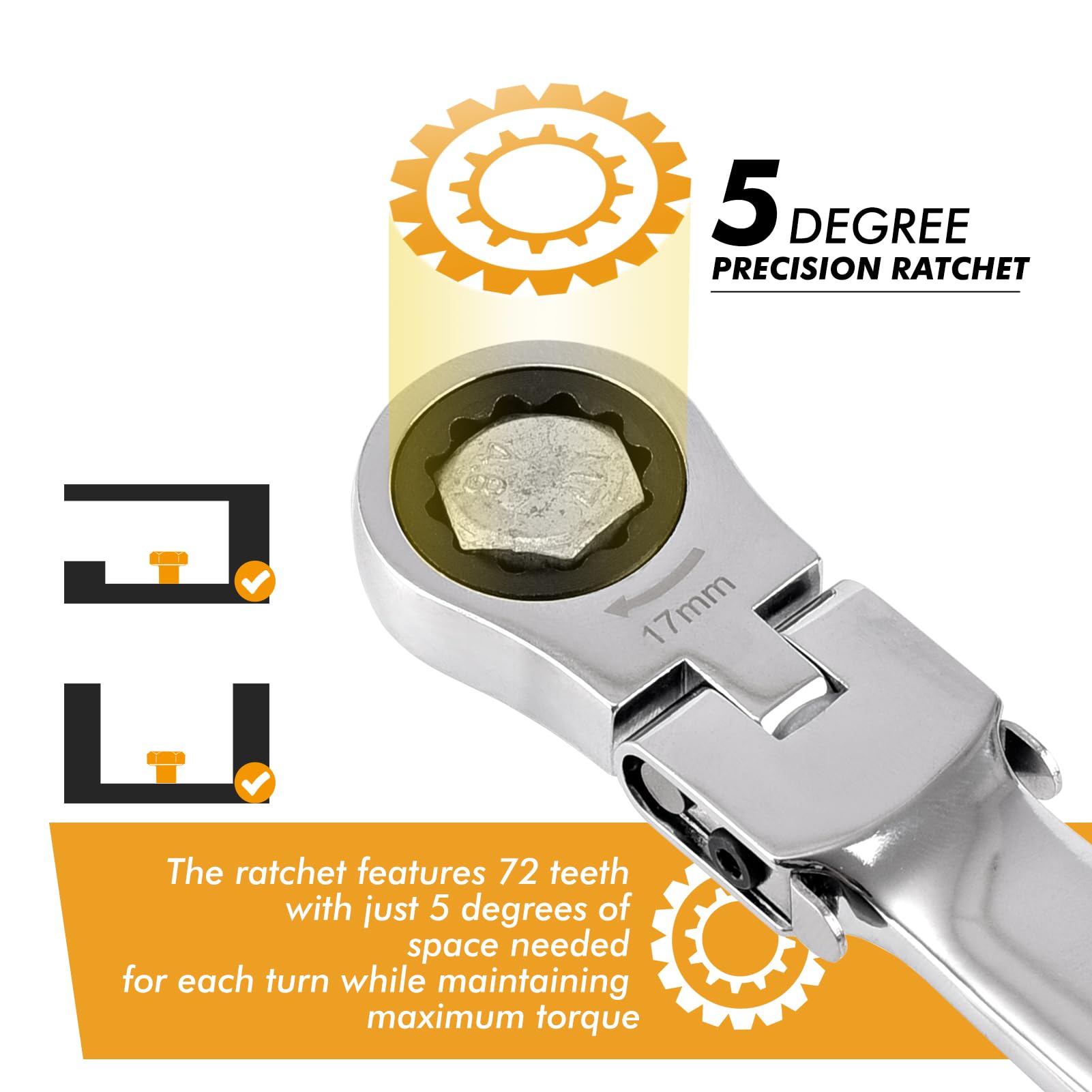 Flex Head Ratchet Wrench Set - 12-Piece -7