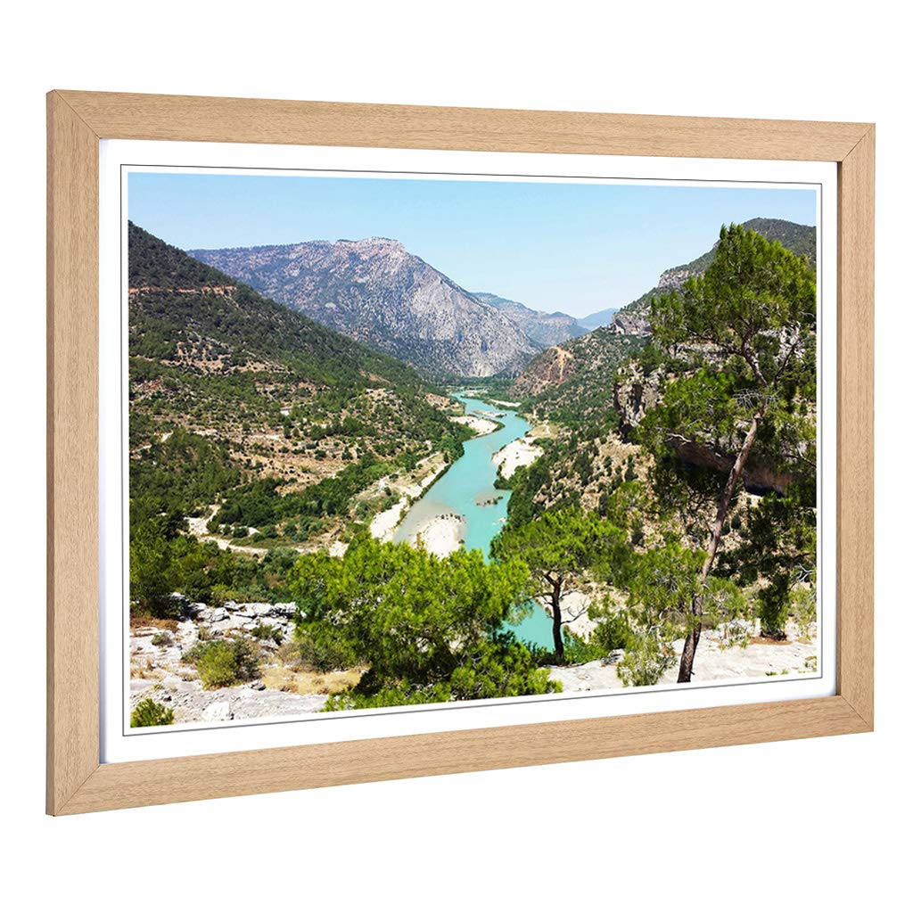 Big Box Art Framed Print of Landscape Turkey Mountains & Lake Design | Wall Art Picture | Home Decor for Kitchen, Living Room, Bedroom, Hallway, Oak, A2 / 24.5x18 Inch / 62x45cm