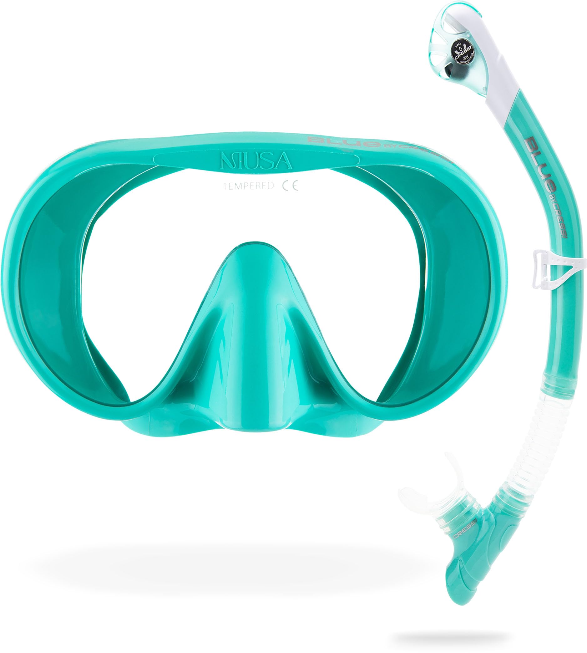 CRESSI Musa+Scilla Combo Aqua Green - Adult Combo Set Musa Snorkeling Mask and Scilla Snorkel, Aqua Green, One Size