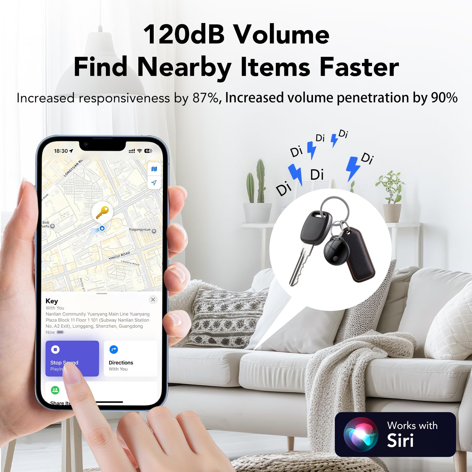 Smart Tracker Tag 4er Pack, Schlüssel Finder Kompatibel mit Apple Find My APP (nur iOS), IP68 wasserdicht, Austauschbarer Akku, Bluetooth Key Finder für Gepäck/Taschen/Koffer/Brieftasche