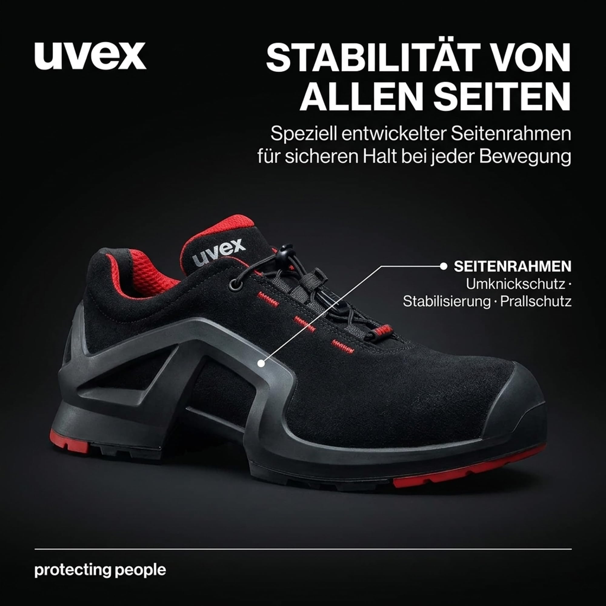 Uvex 1 X-Tended Support Buty robocze, ochronne, S3 SRC ESD, czerwono-czarne