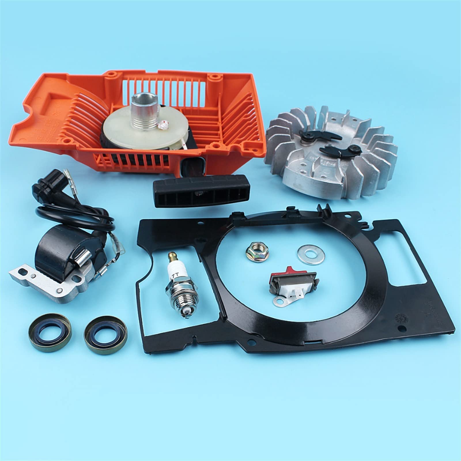 IWBR Interruptor de Bobina de Encendido de Volante de Arranque de Retroceso Apto for Husqvarna 268 272 272XP, Sello de Aceite de Motosierra, Conductor de Aire