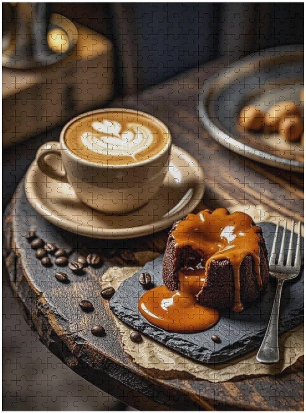 Scenic Coffee Hour 1000-Piece Wooden Jigsaw Puzzle, Pastry and Cup Artwork, Cozy Indoor Relaxation, Creative Family Fun