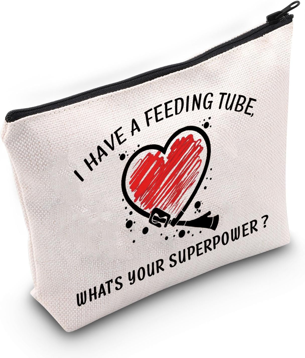 JNIAP Feeding Tube Awareness Gift I Have A Feeding Tube What’s Your Superpower Cosmetic Bag Stomach Gift (Feeding Tube Bag)