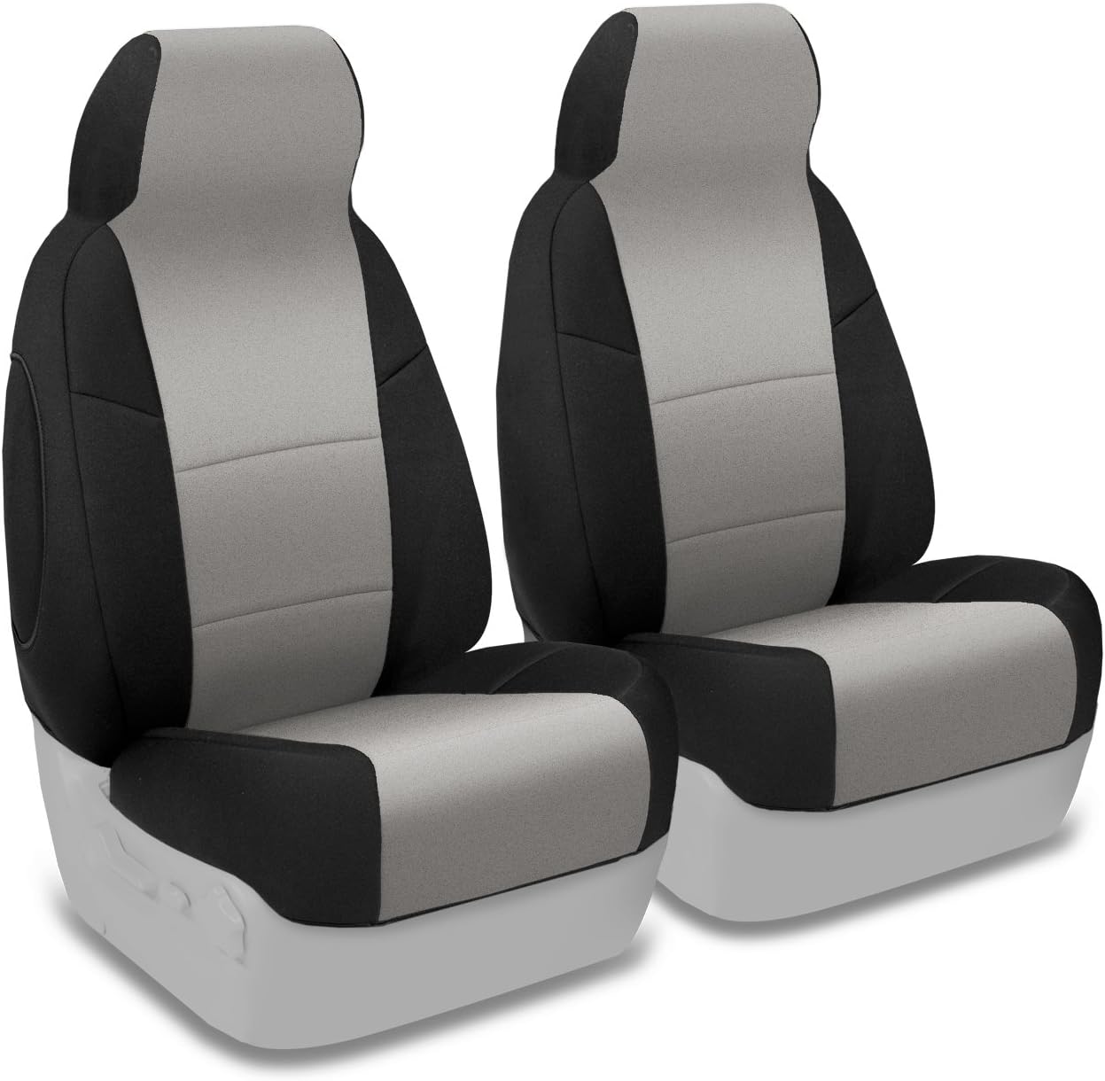 Coverking Custom Fit Front 50/50 Bucket Seat Cover for Select GMC Savana Models - Neosupreme (Gray with Black Sides)