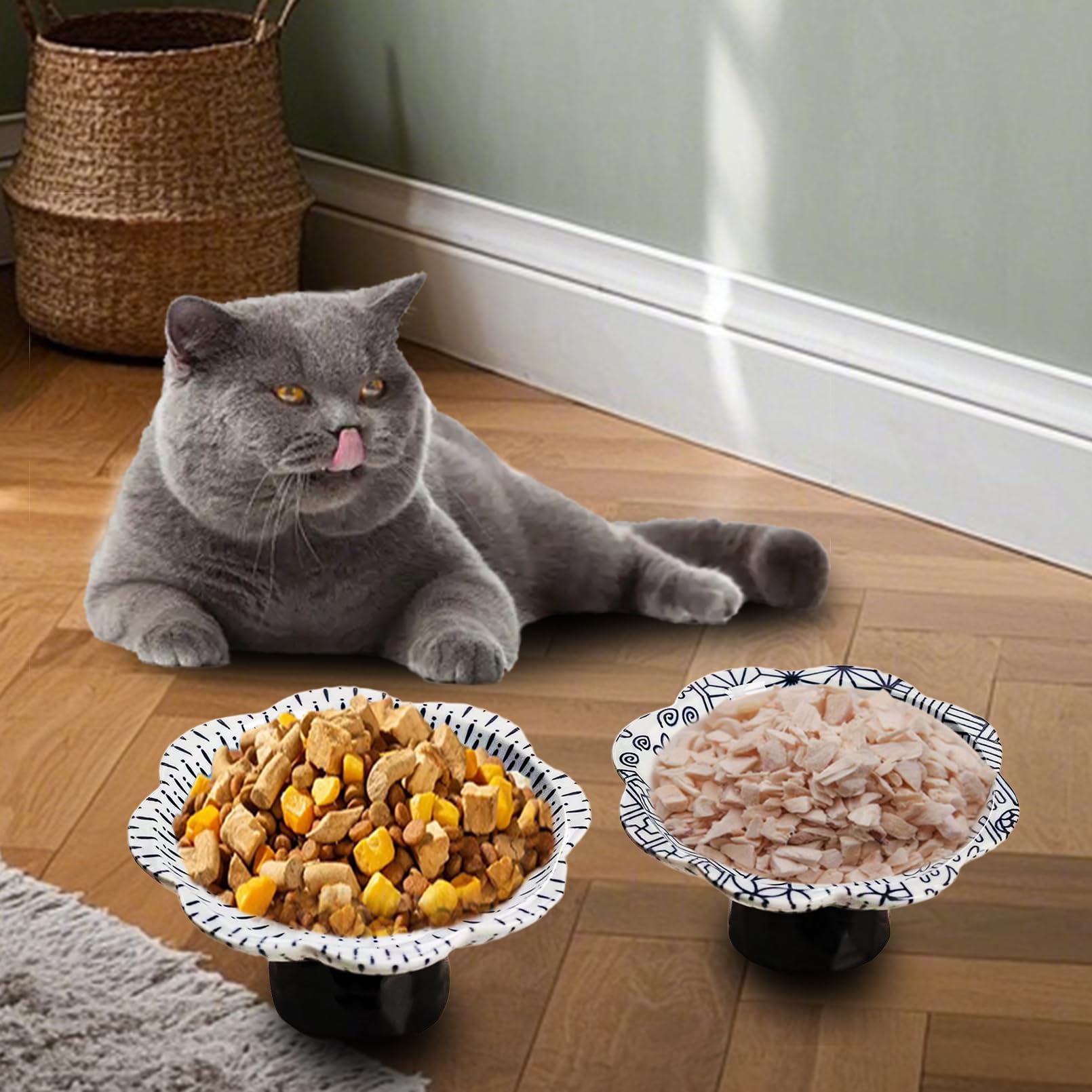 Gamelle surélevée en céramique pour chat - Gamelle à eau inclinée - Anti-vomissements et protège la colonne vertébrale des animaux de compagnie - Pour petits chiens, chats à face grasse, chaton (A)