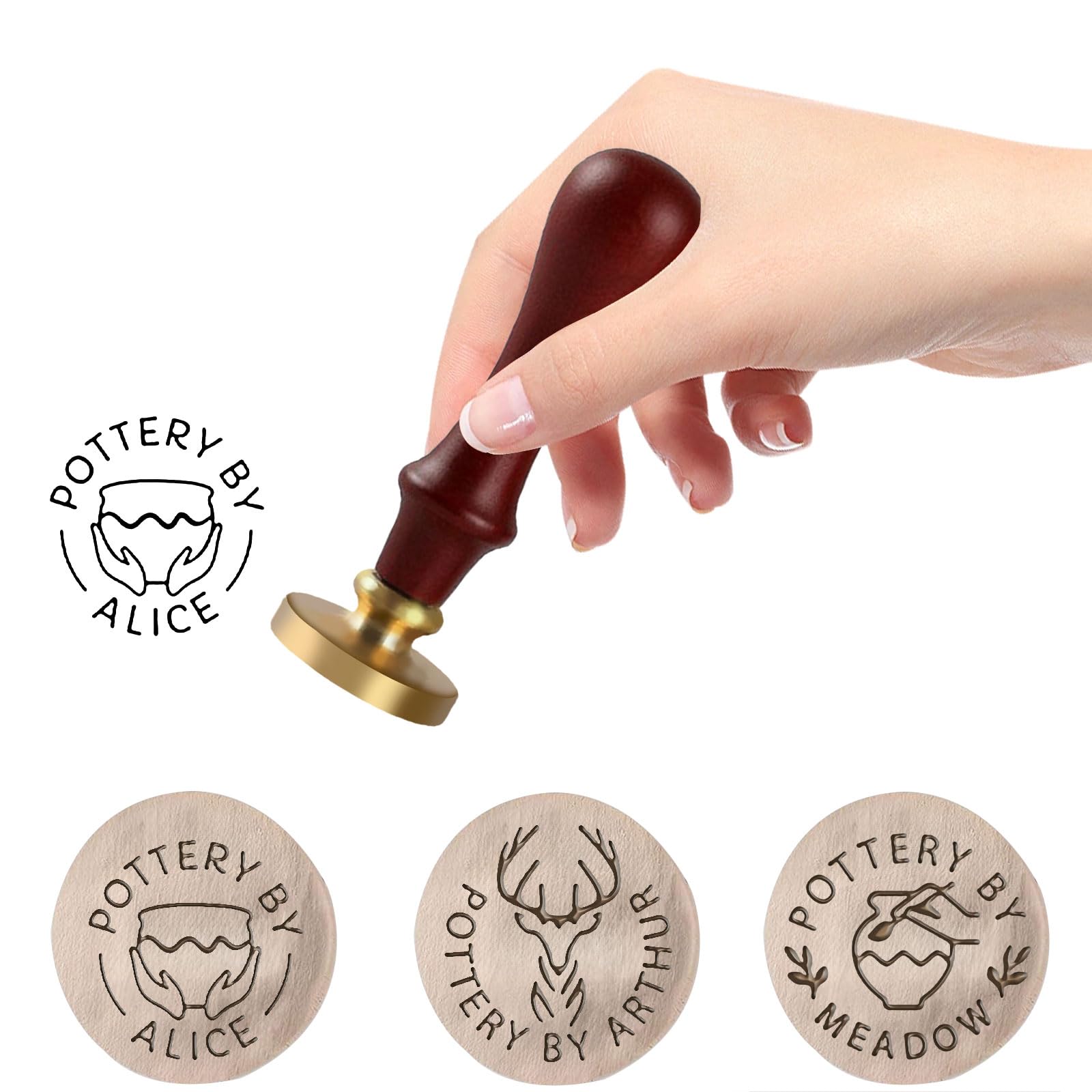 Personalized Pottery Stamp for Clay, Custom Clay Stamps Round Square with Your Logo Design,Creative Imprint Letter Stamps,Handmade Pottery Tools Gift