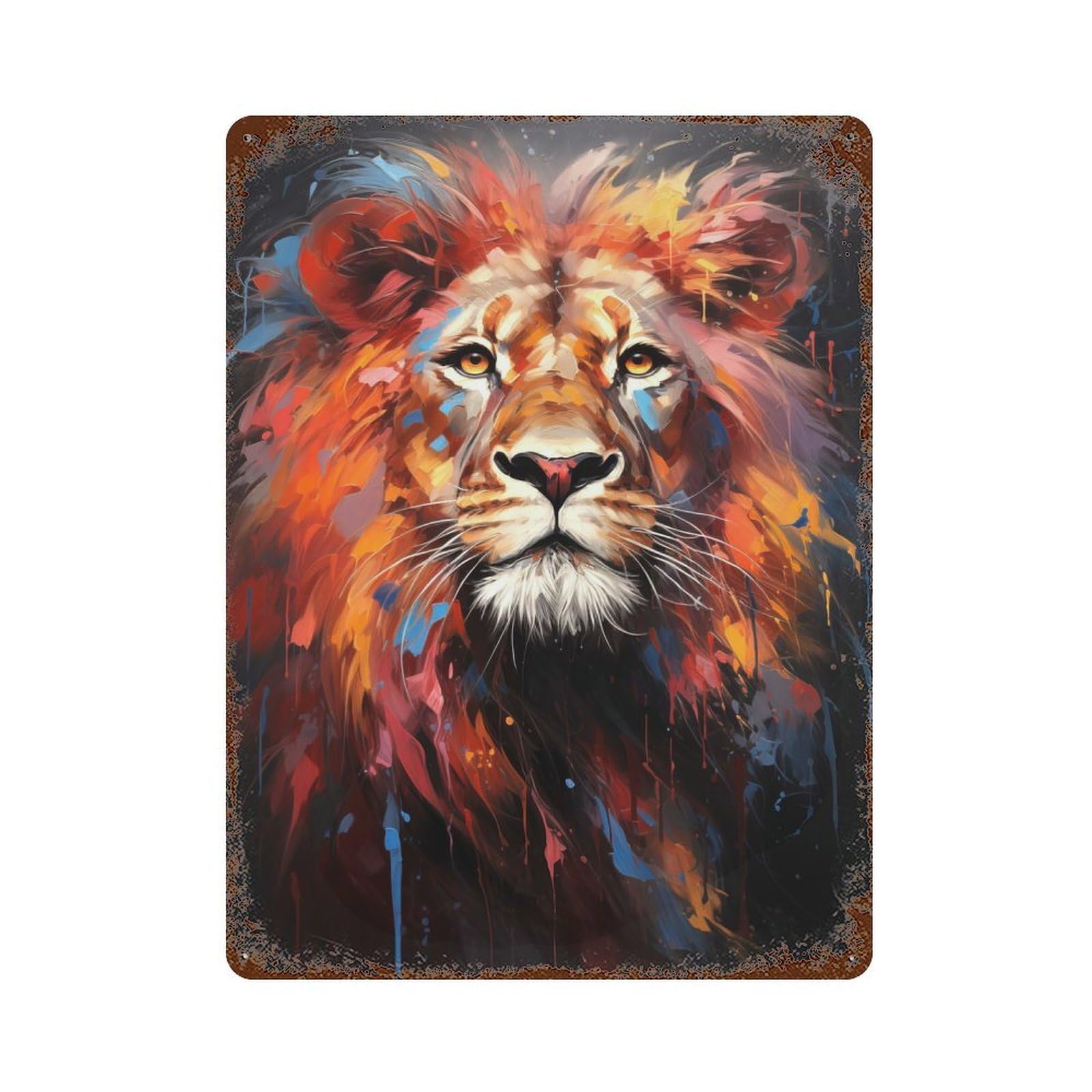 The Wakeful Lion Decorative Tin Sign 15.7"x11.8", for Cafe, Home Bar And Lounge Decor, Decorative Metal Wall Art
