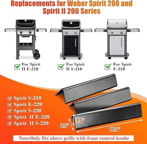 Miniatura 2 de Hisencn 7635 Barras aromatizantes de 15.3 pulgadas para Weber Spirit I y II Serie 200 - E210 S210 E220 S220 con perillas de control frontal, barras