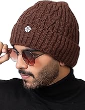 AMOLDO Unisex Warm and Soft Winter Woolen Skull Beanie Cap with Fur Lining (Twist Design)