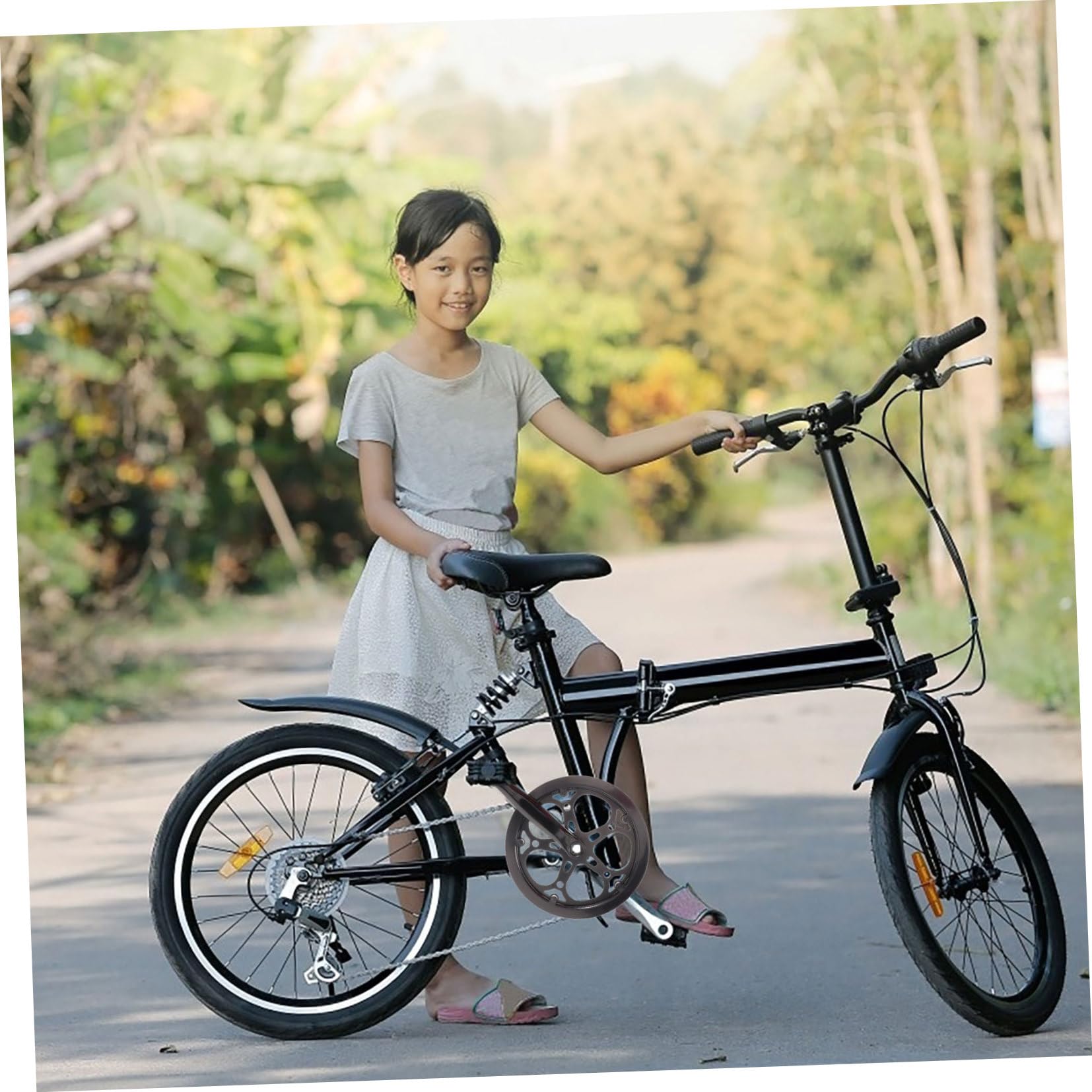 Alasum Guarnitura Singola per Bici Catena 52t in Ferro, Resistente all'Usura, Braccio Pedivella 170mm, Facile da Installare, Accessorio per Biciclette Nere