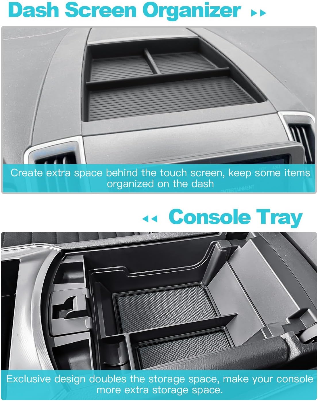 CDEFG 2Pcs for 2021-2024 Edge Center Console Organizer for 2021-2024 Ford Edge Accessories Middle Console Organizer & Dash Storage Dashboard Behind-Screen Tray