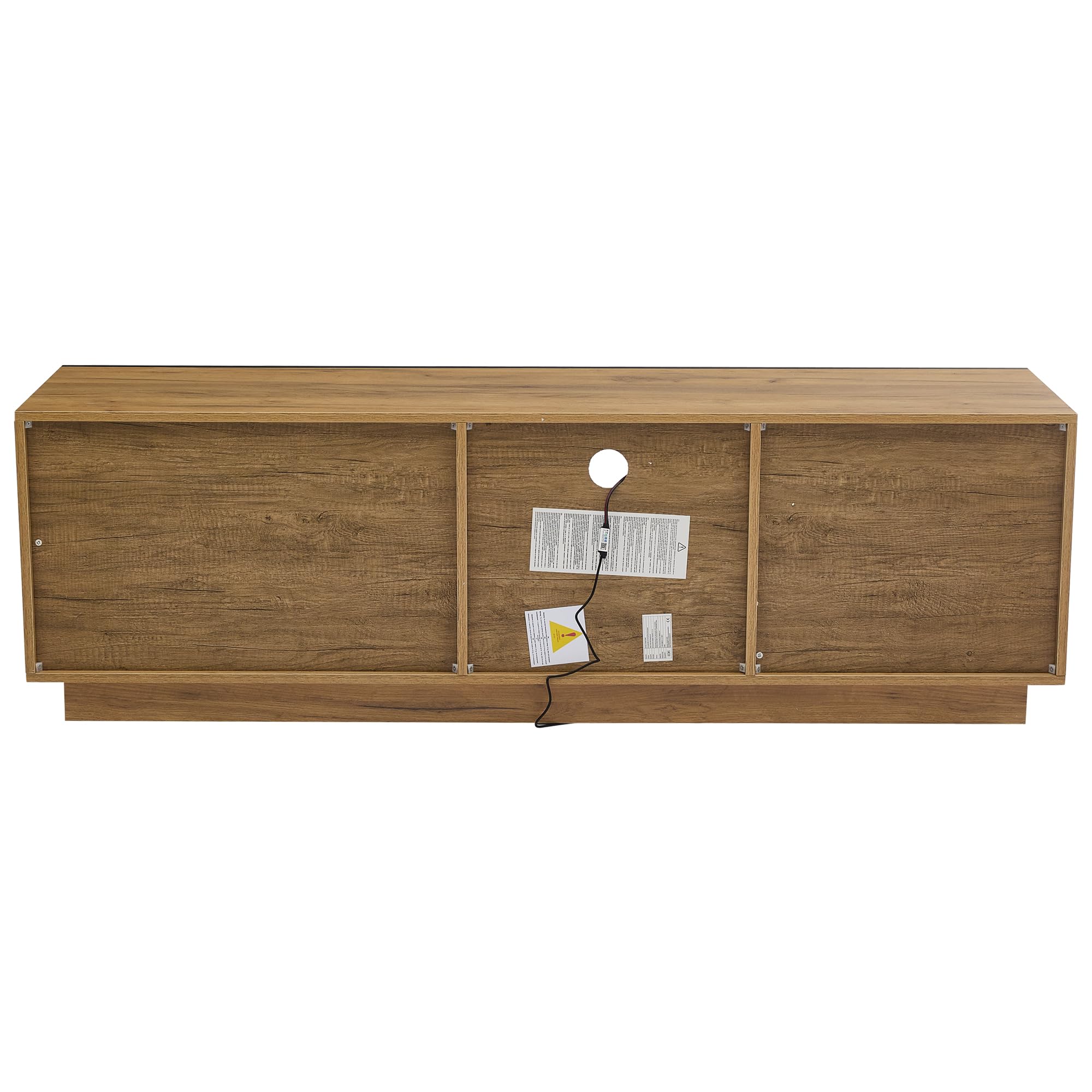Commode TV avec éclairage LED Portes tiroirs étagères Ouvertes lowboard pour téléviseurs Jusqu’à 70 Pouces Meuble TV pour Salon Chambre à Coucher Meuble TV Table TV Noir + chêne