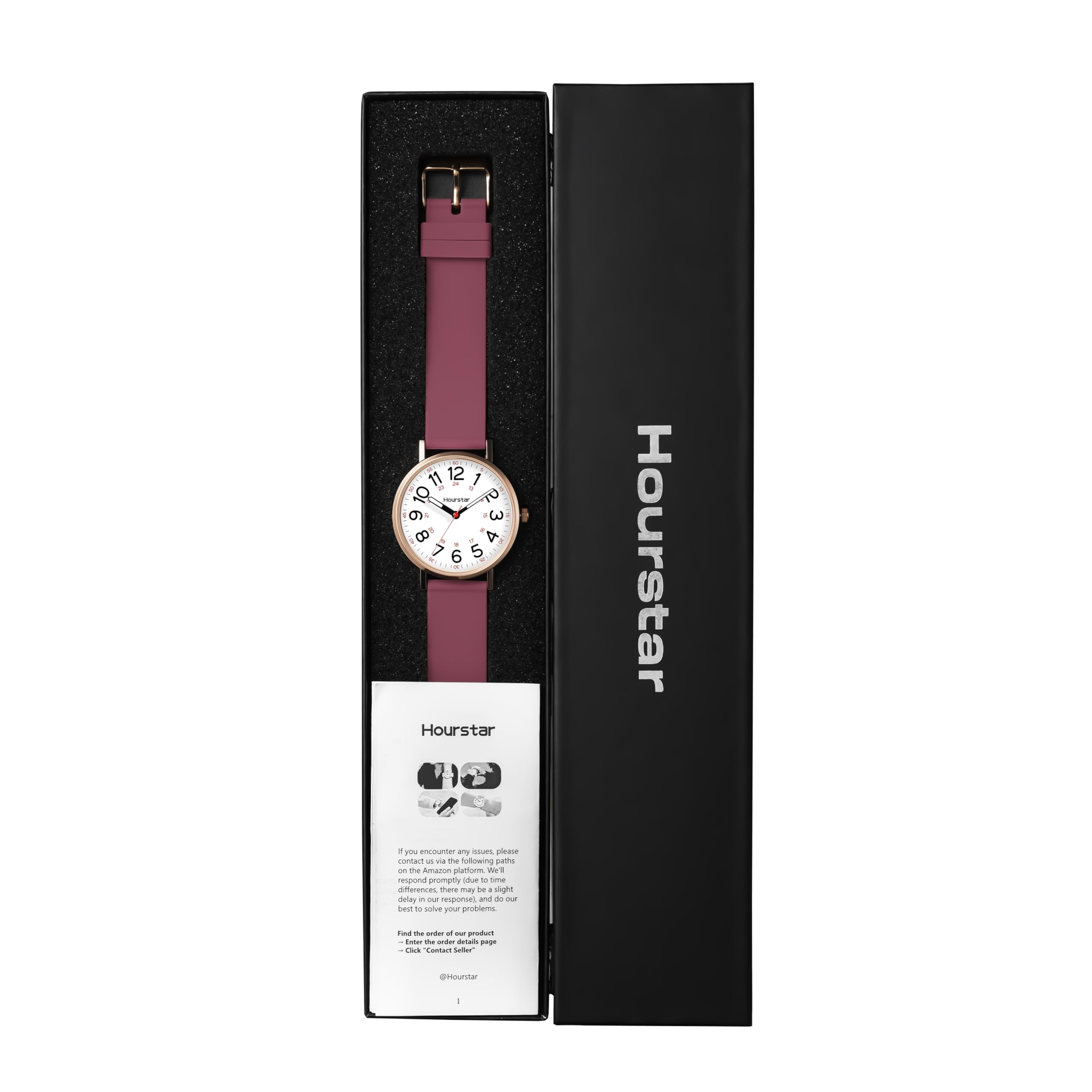Reloj analógico de enfermera para mujer con segunda mano para enfermería, 12/24 veces, correa de silicona, fácil lectura (morado)