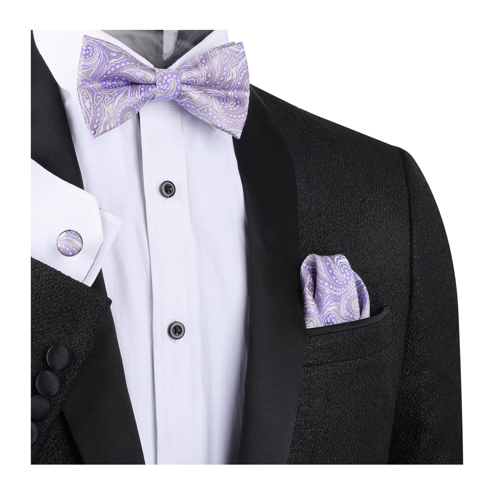 Alizeal Mens Paisley Bow Tie, Pocket Square, Cufflinks Set