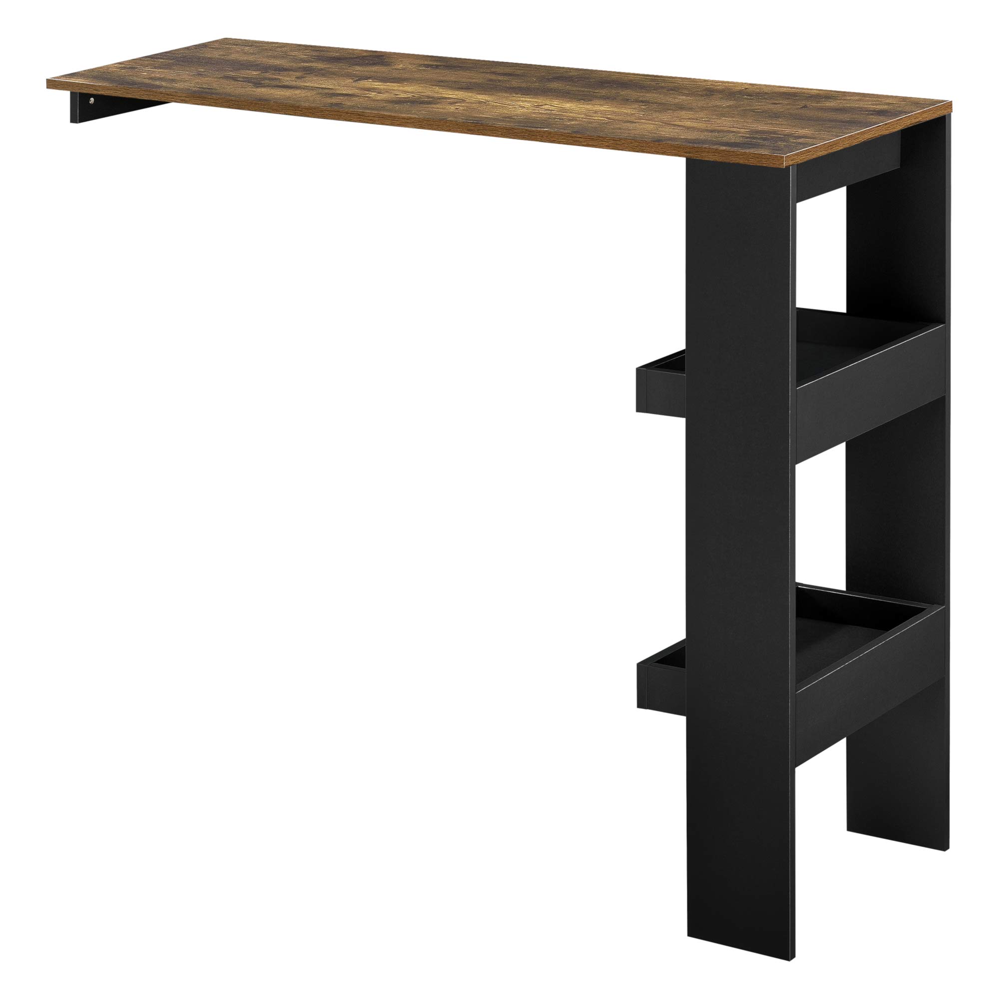 [en.casa] Tavolo Alto da Bar con 2 Ripiani Laterali Bancone a Parete da Cucina Penisola con 2 Vani Scomparti Aperti Tavolo da Muro 120 x 45 x 106 cm - Effetto Rovere Scuro/Nero