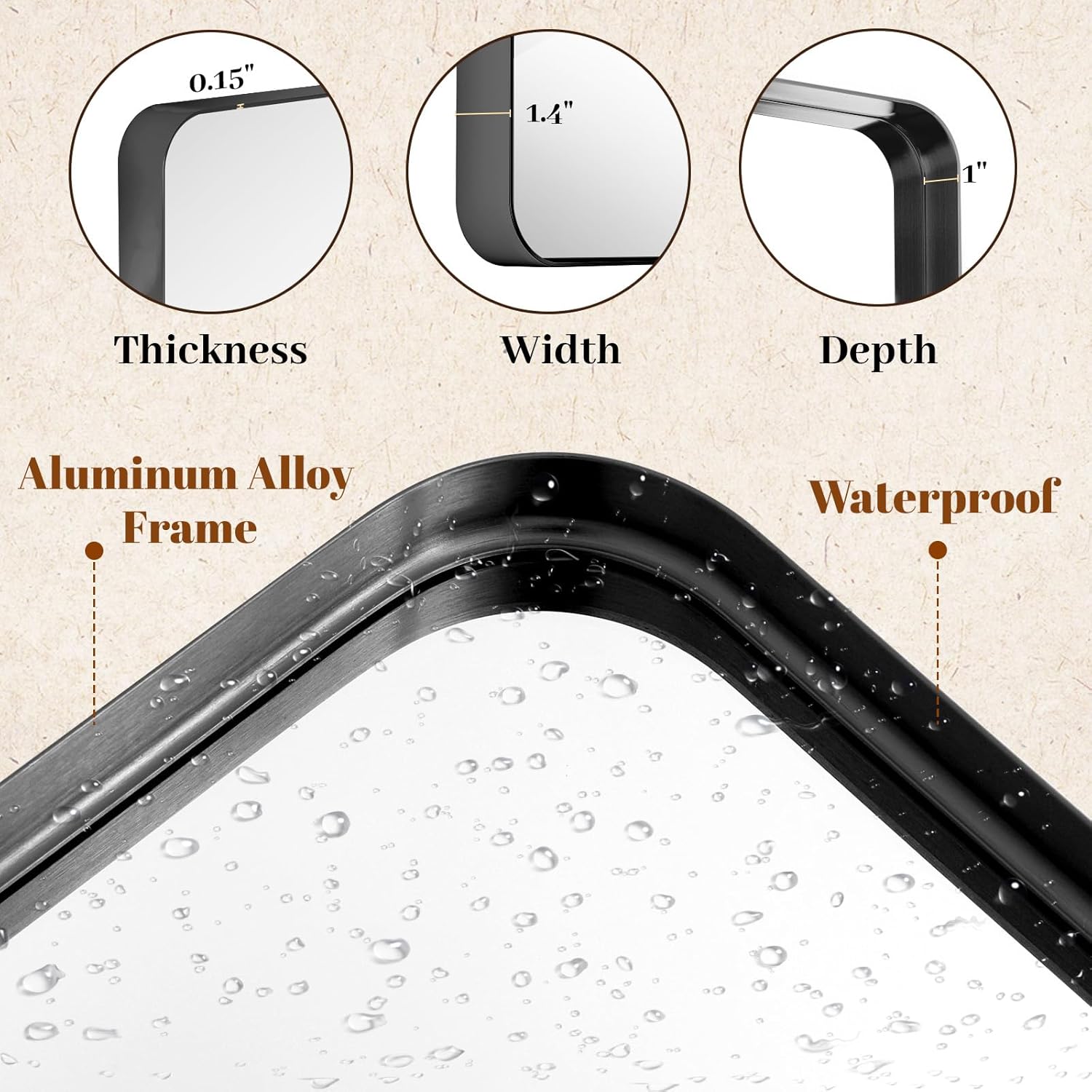 Bathroom Mirrors for Over Sink 30 x 48 Inch Rounded Rectangle Bathroom Vanity Mirror Bathroom Mirror for Wall Hangs Horizontally or Vertically for Living Room Bedroom Entryway Black