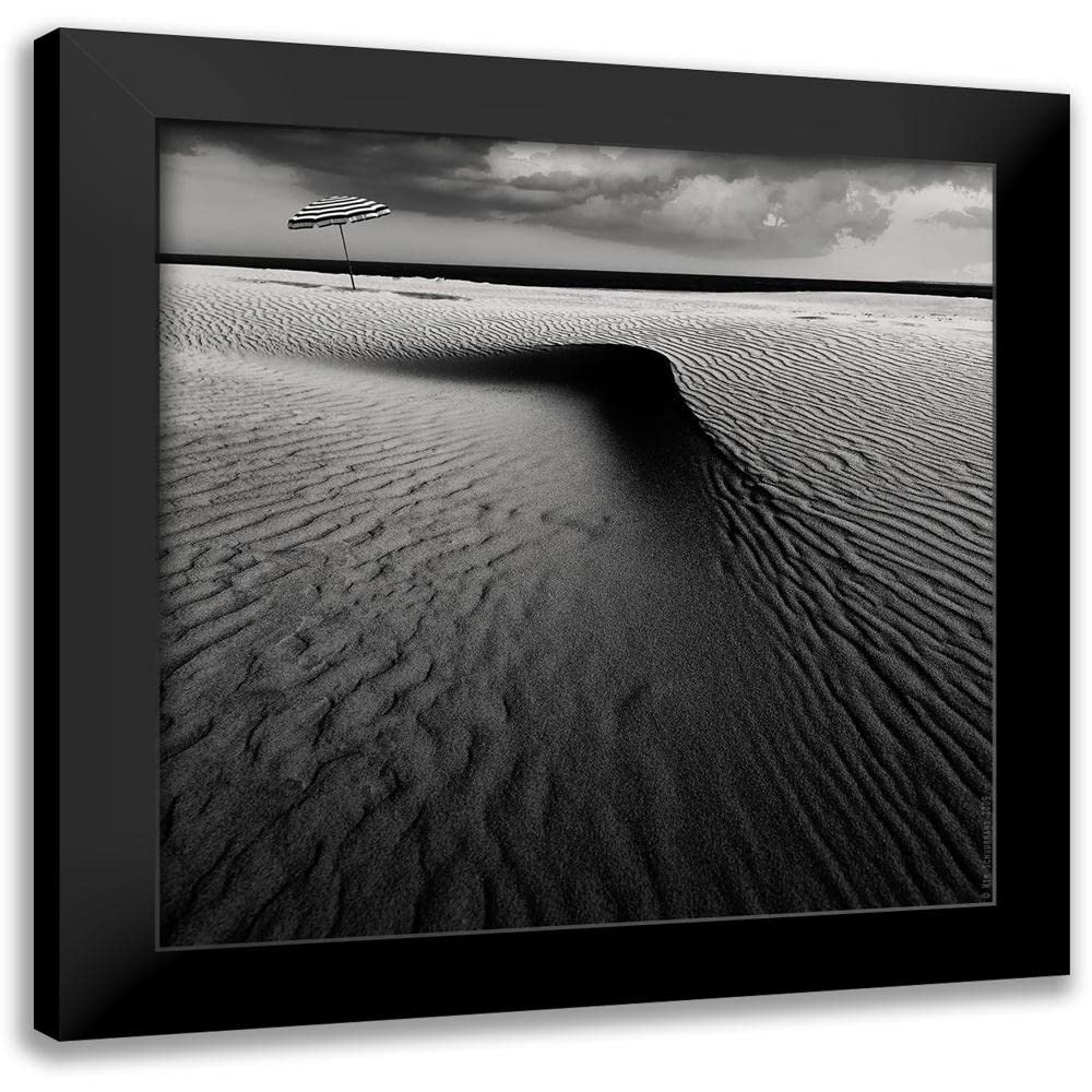 ArtDirect - Schuurmans, Wim 15x15 Black Modern Framed Art Print Titled: Umbrella on The Beach