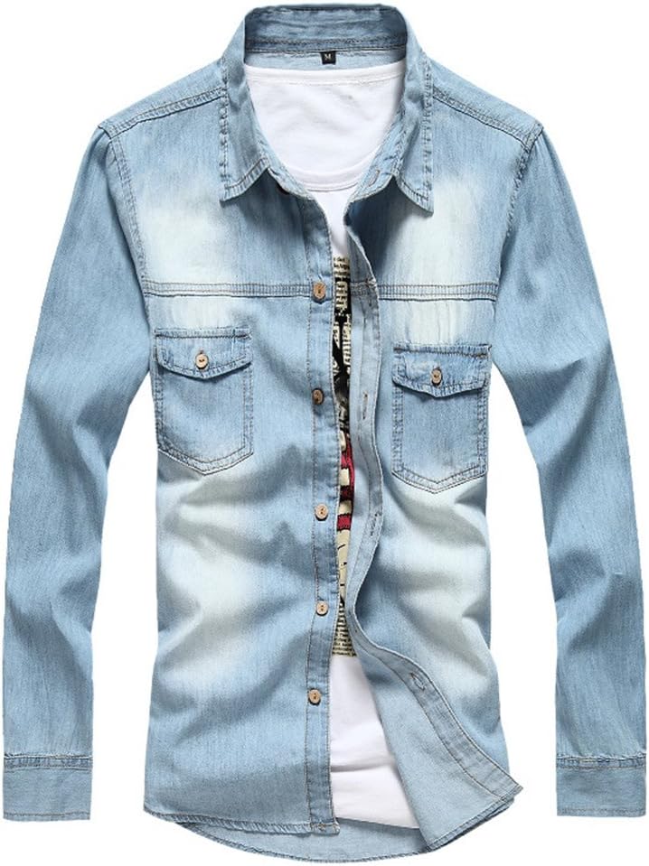Amazon.co.jp: [アイゴ] デニムシャツ メンズ ストレッチ デニム 