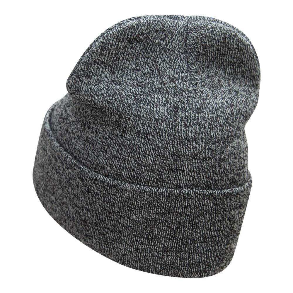 Viva Mexico Spanish Phrase Embroidered Long Knitted Beanie - Black Marled OSFM