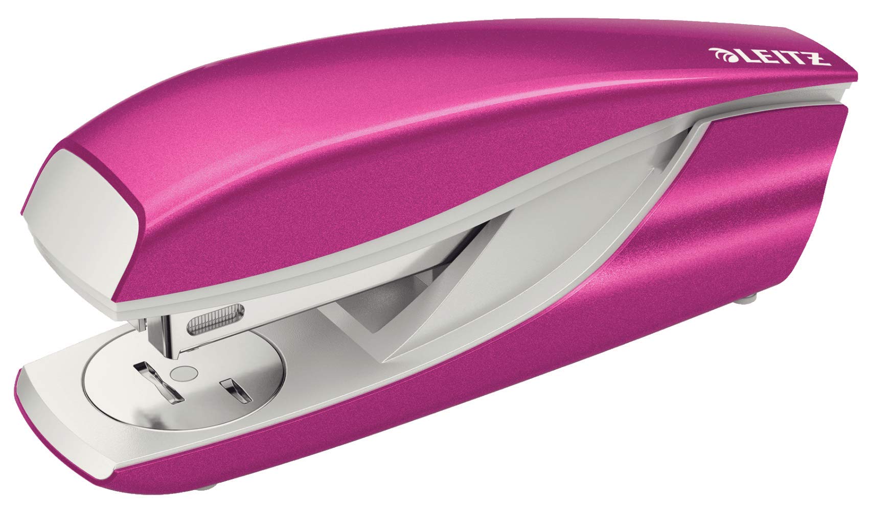 Leitz 50081023 Locher (30 Blatt, Anschlagschiene mit Formatvorgaben, Metall, WOW) metallic pink (Locher + Heftgerät)