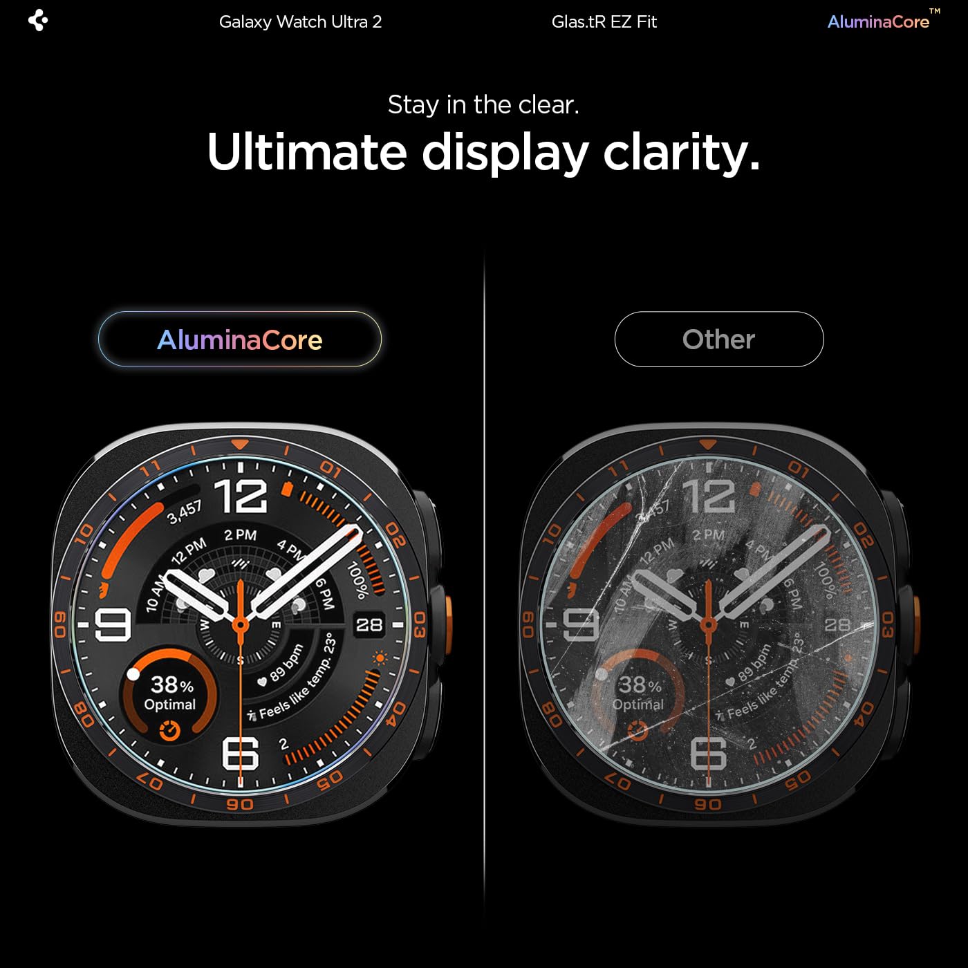 Spigen EZ Fit Tempered Glass for Galaxy Watch Ultra 2 (47mm) [2P] — Amazon image 5