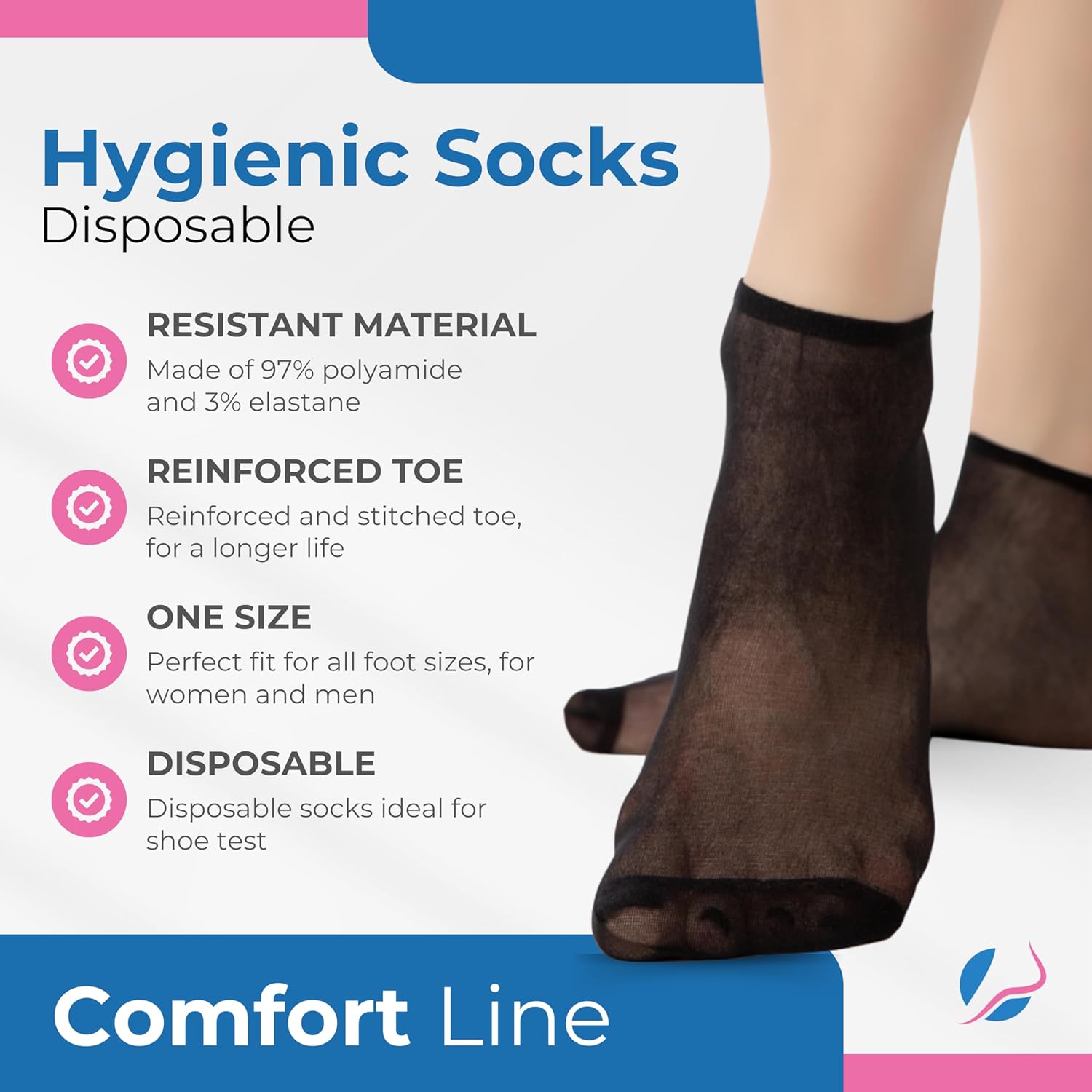Refill 500pcs Disposable Hygienic Try On Socks, Comfort Line, Unisex, One Size