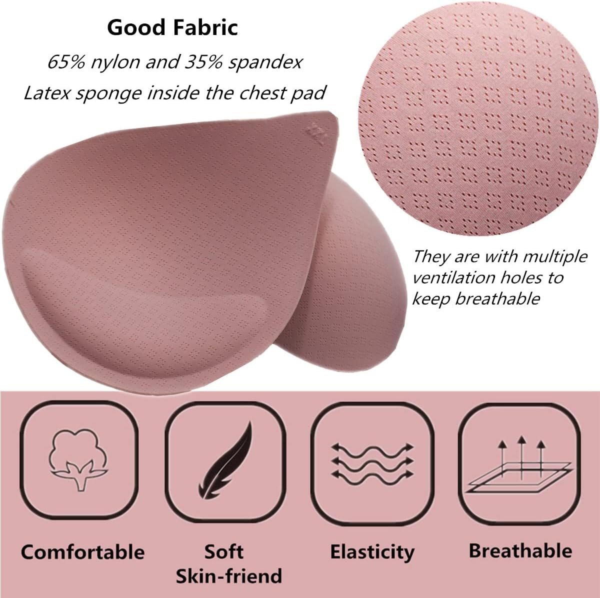 Bra Pads Inserts, 4 Pairs Inserts Removable for Women's Sports Cups Bra, Bikini & Swimwear Insert