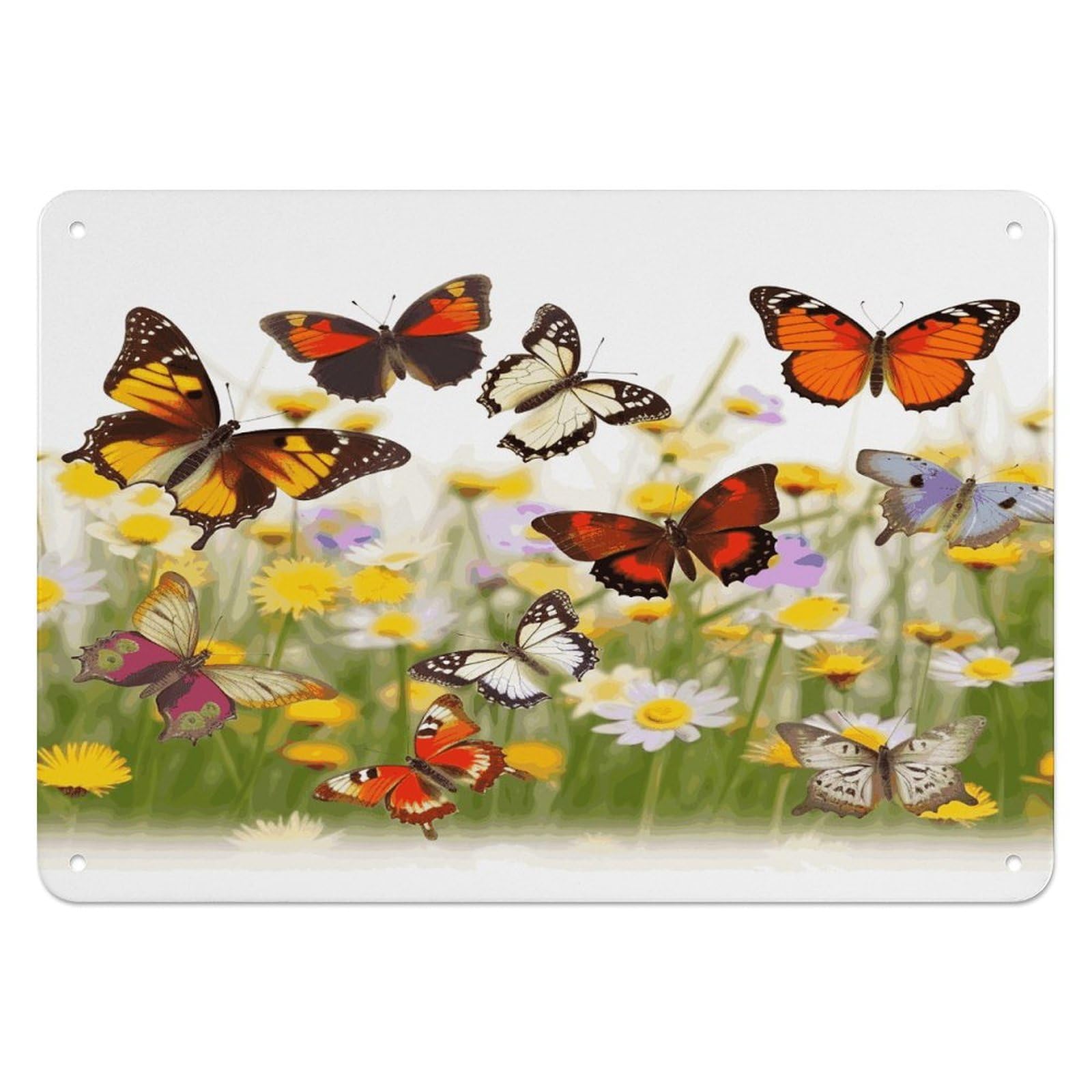 Btcowzrv Style Group Of Butterflies Metal Sign, 5.5" X 7.9" Tin Wall Decor, Wall Art Plaques For Home Wedding Decor Room Living Room Decoration