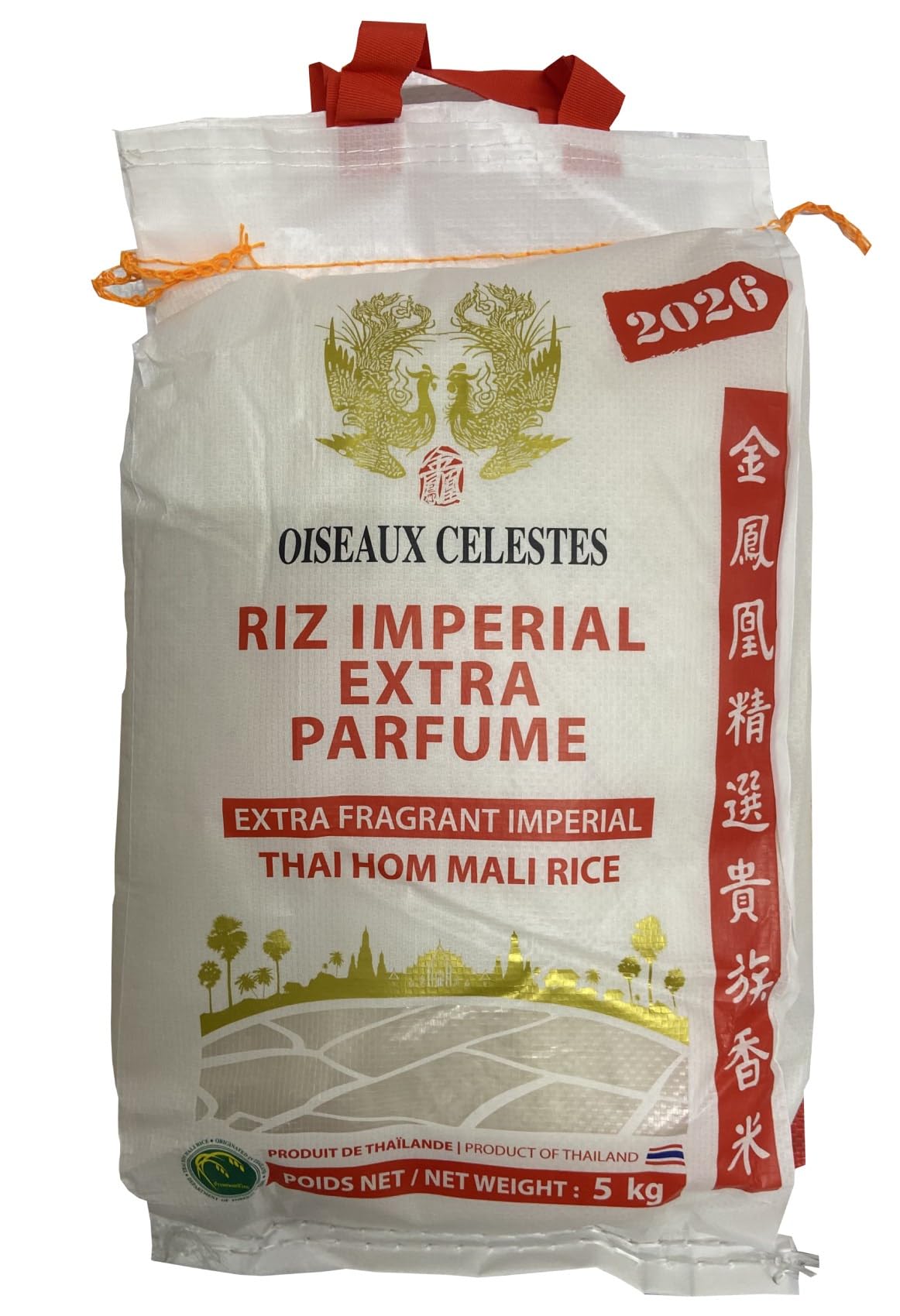 NOUVELLE RECOLTE 2026 ! Riz Thai Impérial Extra Parfumé Qualité Premium Oiseaux Célestes, Sac de 5kg et 9,07kg (1, Sac de 5kg)