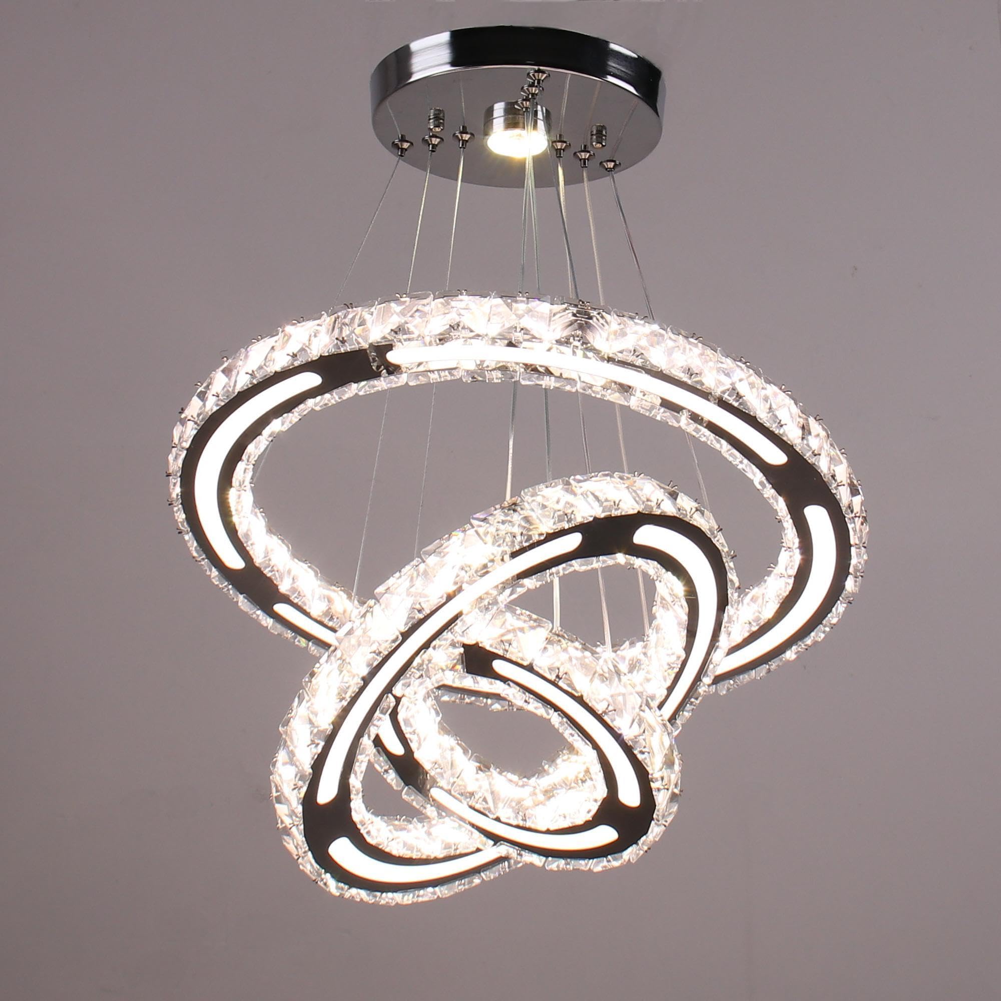 HOMCOM Plafoniera A LED Moderna Con 2 Anelli, Luce Regolabile A 3 Colori, 30W - Perfetta Per Soggiorno E Camera
