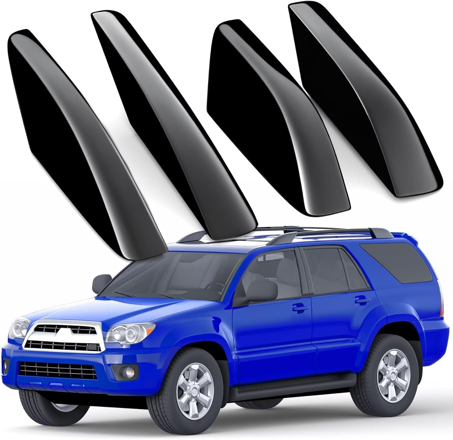 Car Roof Rack End Caps Fit For Toyota 4Runner 4WD N210 2003 2004 2005 2006 2007 2008 2009 Roof Rack Accessories Roof Rail End Cover Roof Luggage Rail Rack Protection Cover Shell Trim 4 Pcs Black