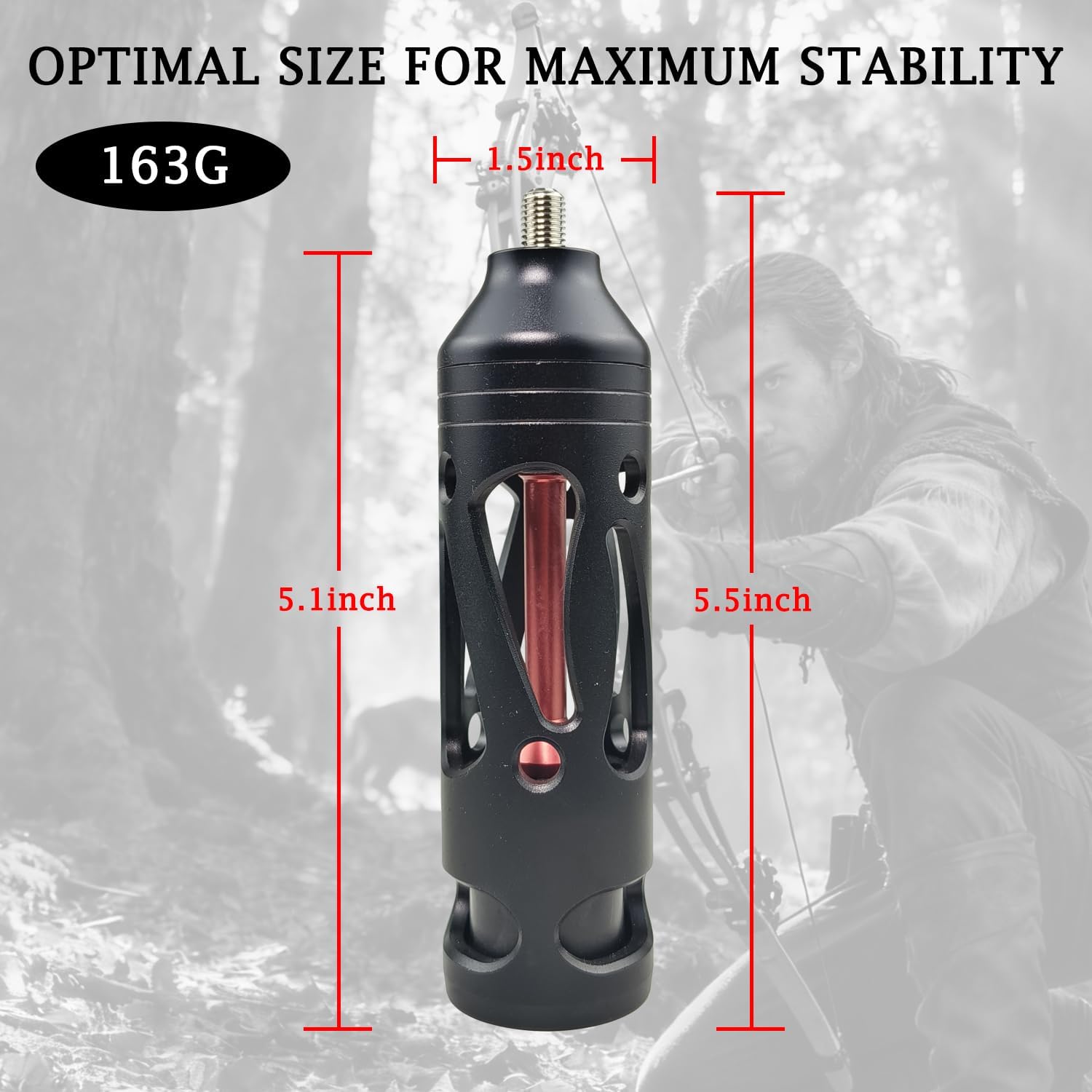 THREE ARCHERS Compound Bow Stabilizer CNC Machined Vibration Dampener for Archery & Hunting, Aluminum Bow Stabilizer for Noise Reduction and Enhanced Accuracy