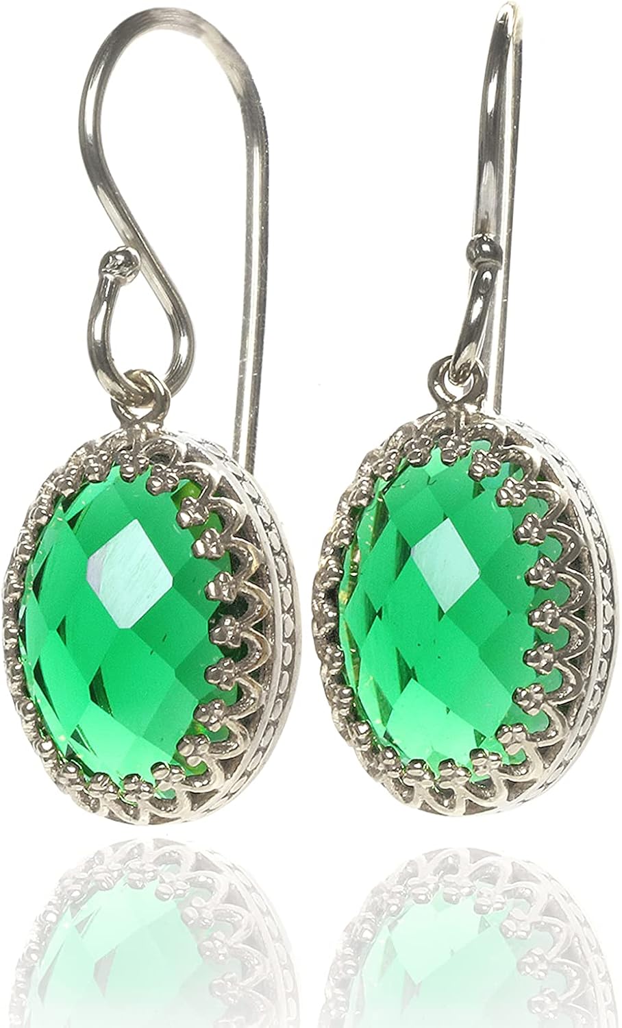 Statement Emerald Earrings - Handmade May Birthstone Earrings, Fashion Earrings, Dangle Earrings - Bridal, Party, Vintage, Gemstone Earrings - Customizable Material - with Fancy Box