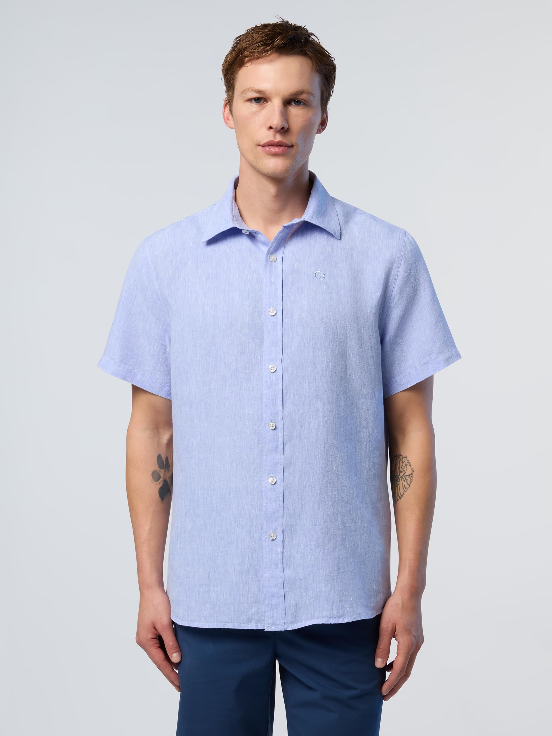 NORTH SAILS Camicia Uomo MC in Lino European Flax™ con Logo Ricamato